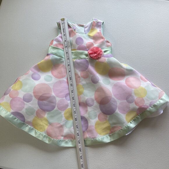 Jessica Ann Girls Size 18M Party A Line Dress Easter Multicolor Dots Sleeveless - Picture 8 of 9